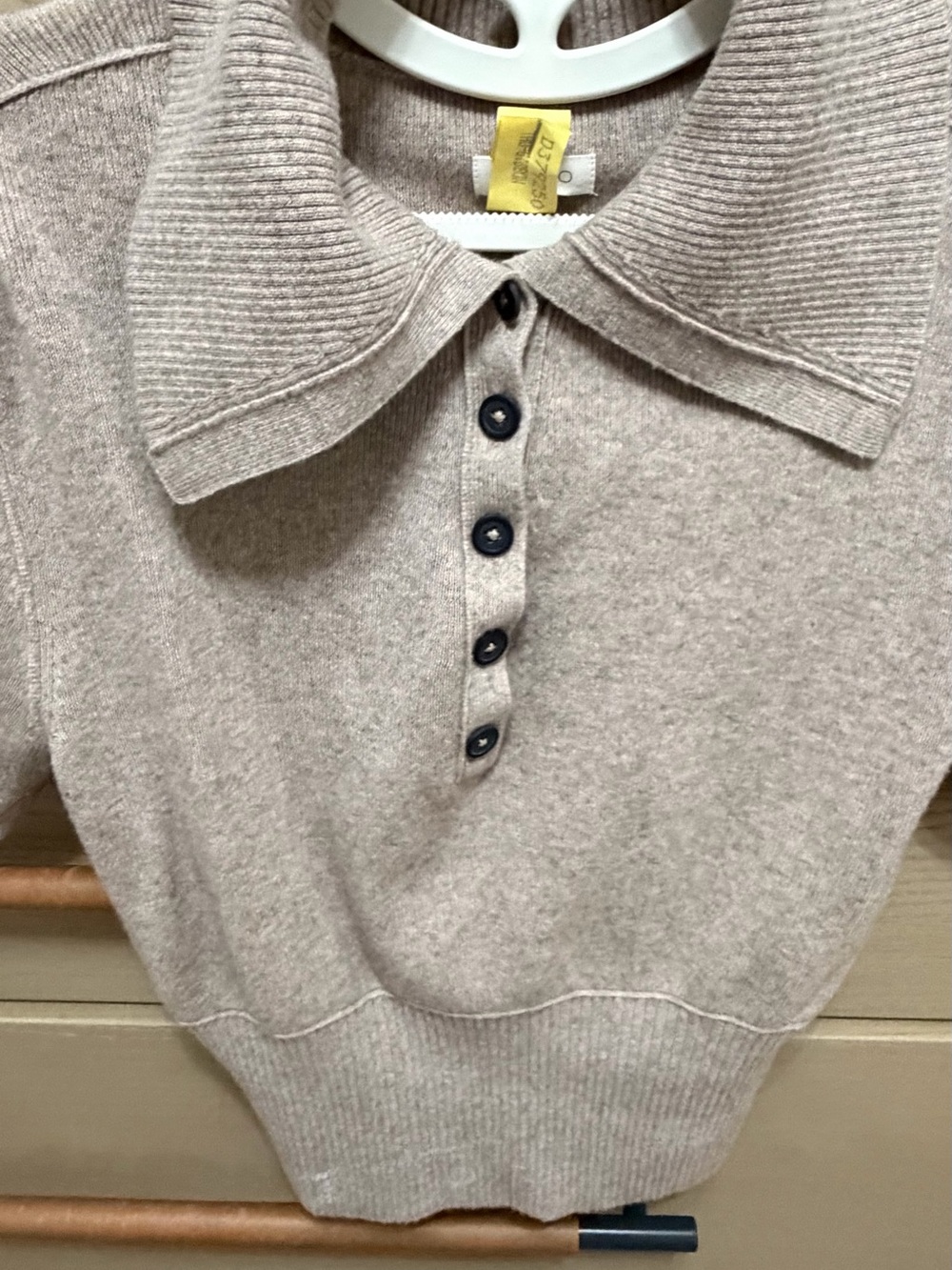 Pilcro Collared Wool-Cashmere Sweater Neutral Beige XXS - Picture 3 of 6